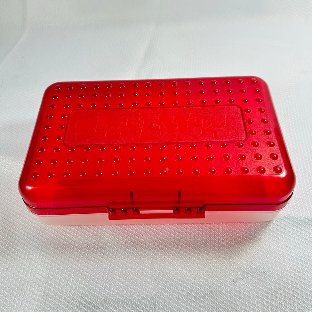 Spacemaker Red Frosted Pencil Box Plastic Storage Case Vtg 90s USA